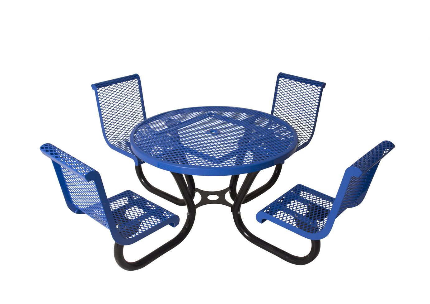 Round Portable Diamond Picnic Table with Contoured Seats