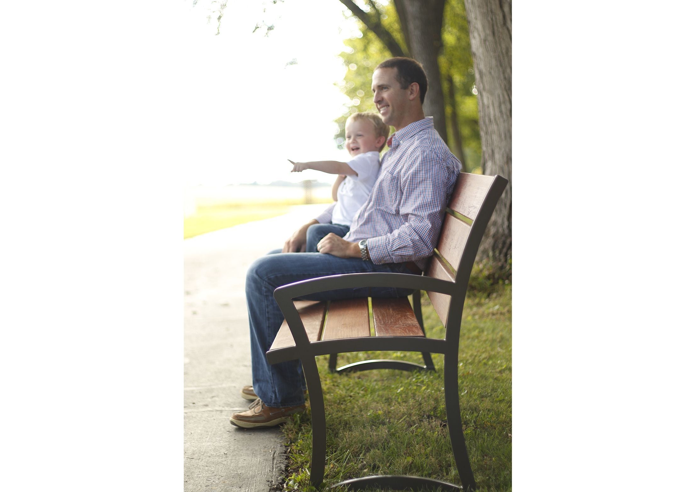 Madison Bench with Back - Ipe Wood | WillyGoat Playground & Park Equipment