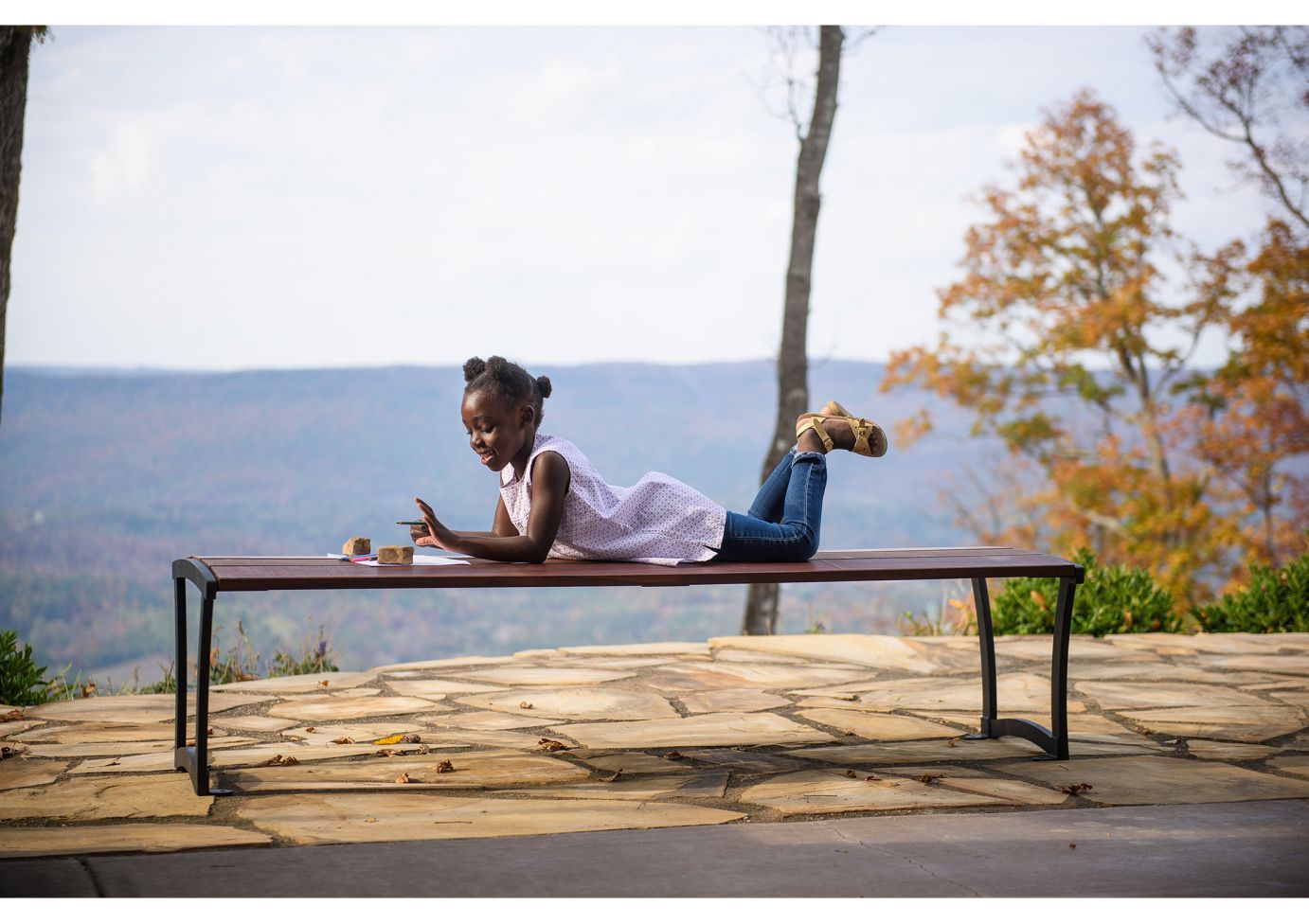 Madison Bench without Back - Powder Coated Steel | WillyGoat Playground & Park Equipment