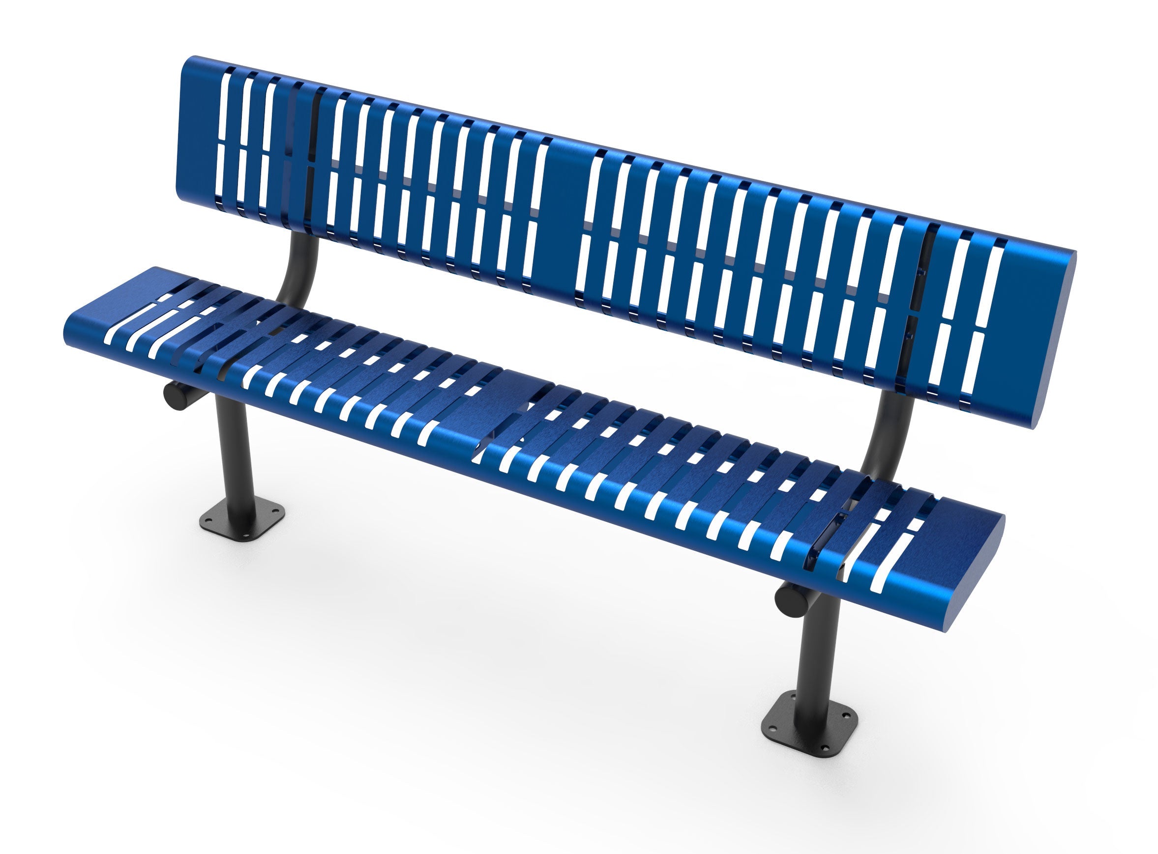 Horizontal Slat Bench with Back