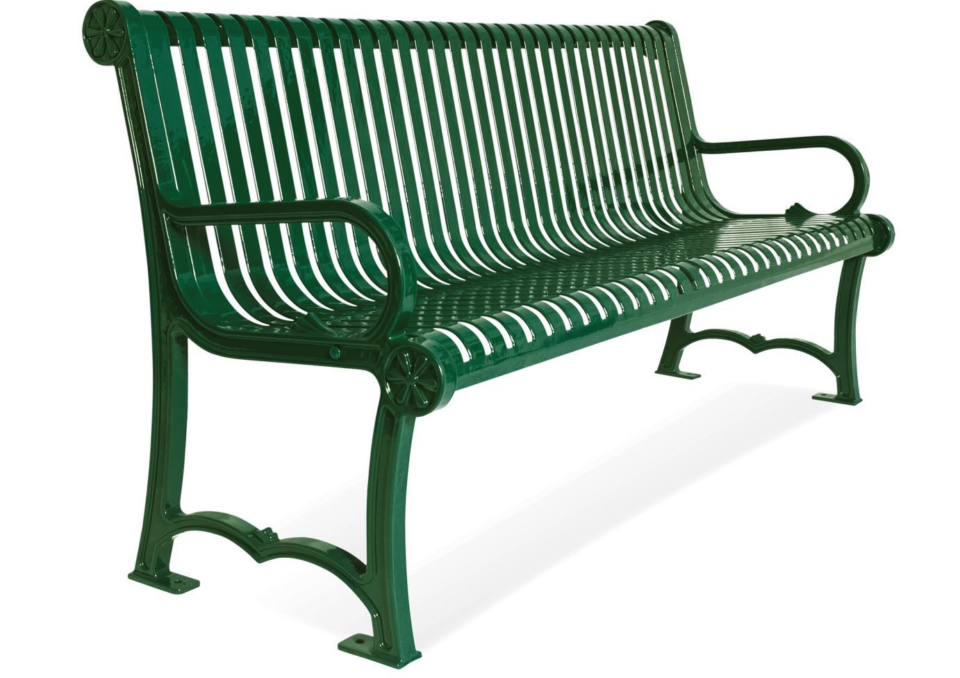 Charleston Slat Bench With Back | WillyGoat Playground & Park Equipment