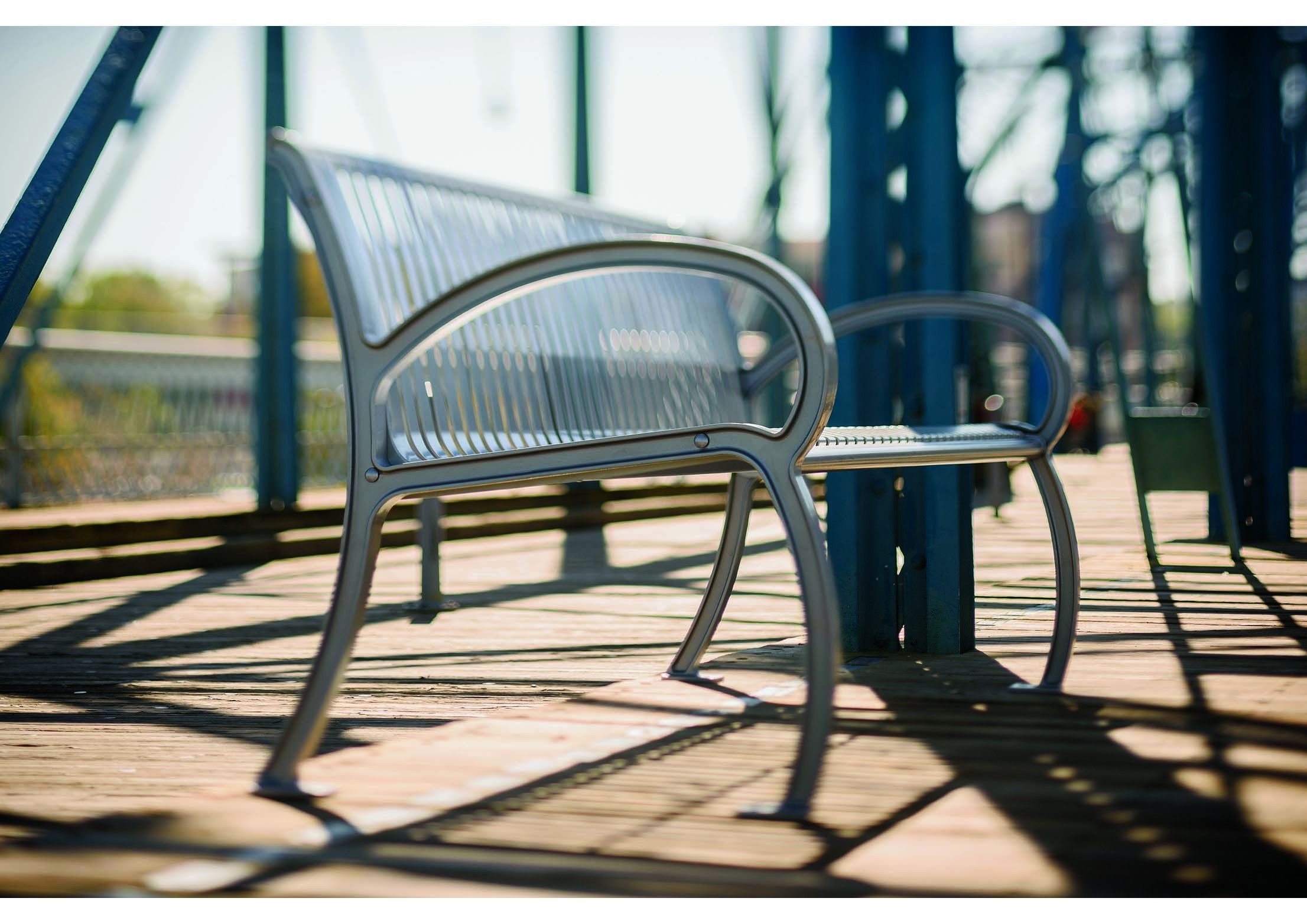 Wilmington Vertical Slat Bench with Back | WillyGoat Playground & Park Equipment