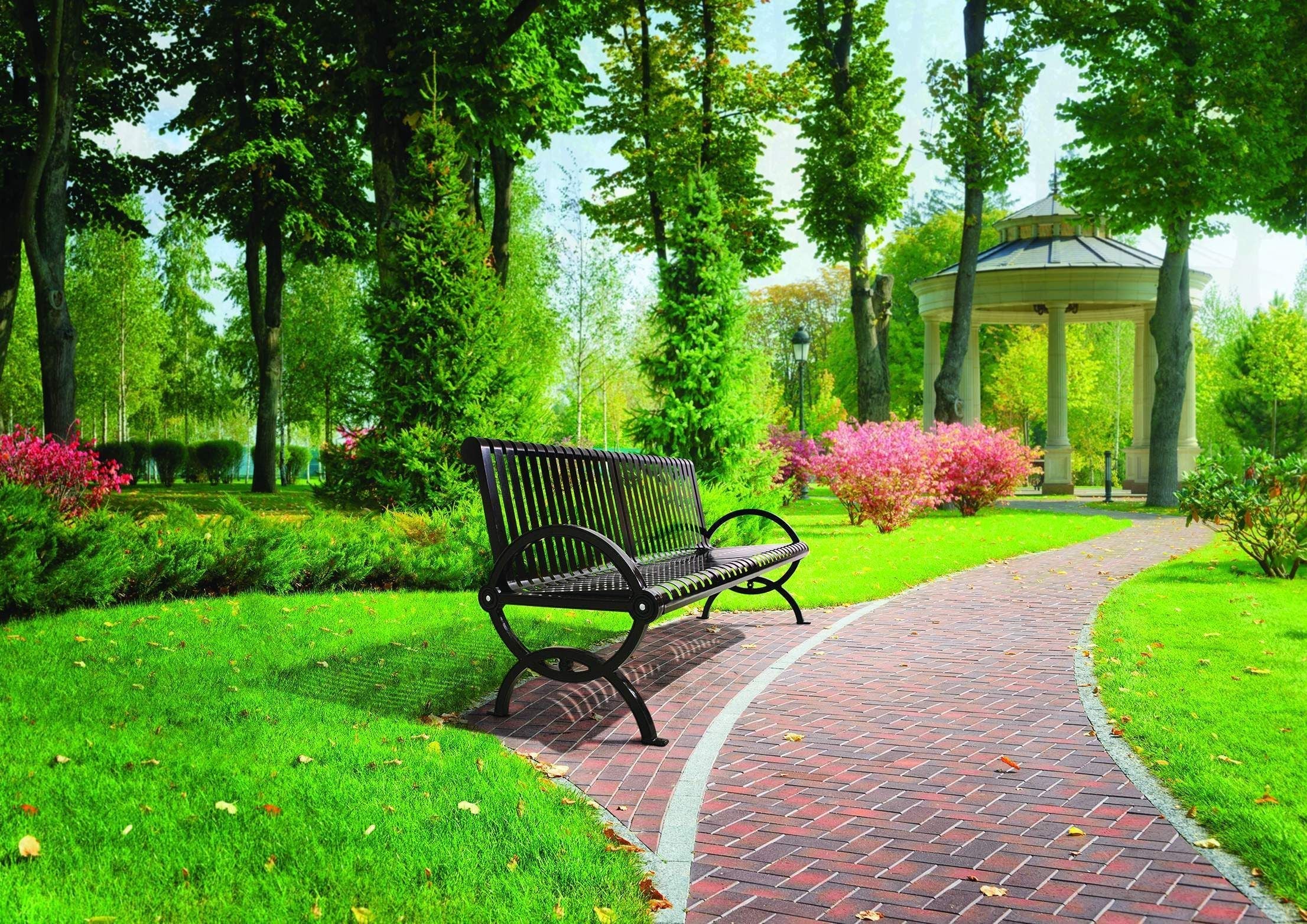 Durham Bench with Back Vertical Slat | WillyGoat Playground & Park Equipment