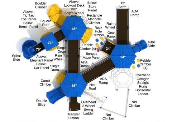 Quaker Mill Playground Top View With Parts