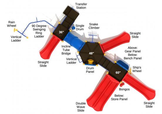 Mountain View Playground Top View With Parts