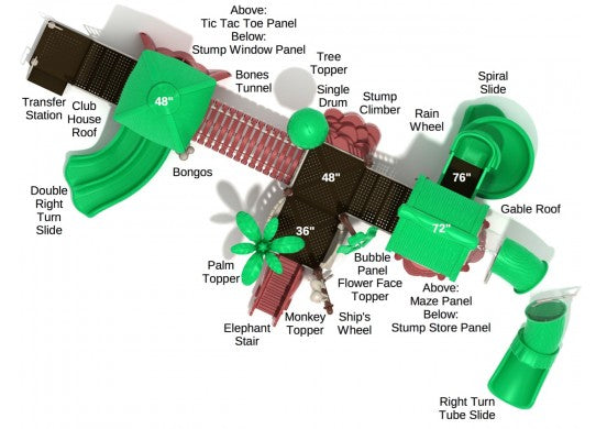 Polly Parrot Playground Equipment Top View With Parts