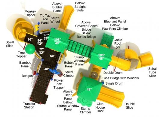 Zipping Zebra Playground Top View With Parts