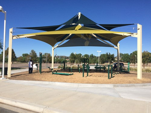 Super Span Multi-Level Multi-Panel Pyramid Shade Structure | WillyGoat Parks and Playgrounds