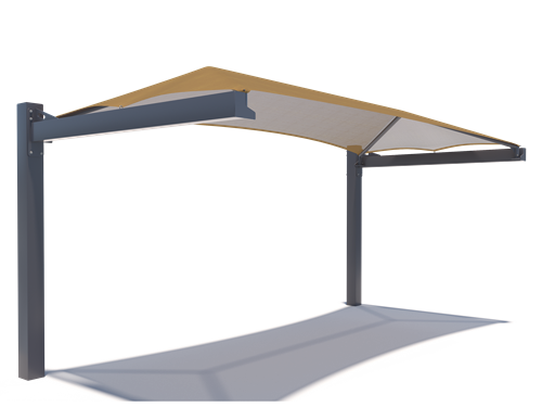 Full Cantilever Hip Roof Shade Structure with 10' Entry | WillyGoat.com