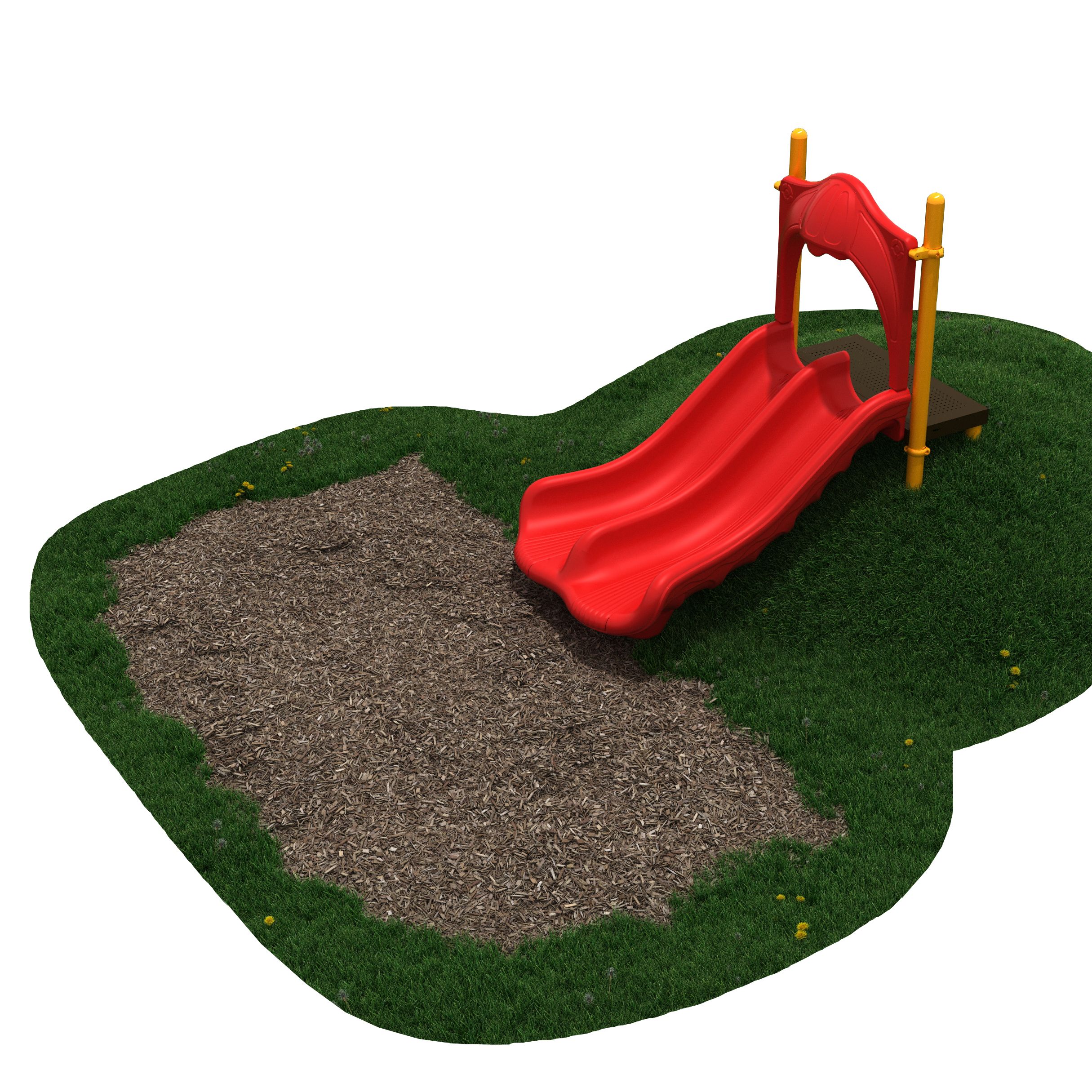 3 Foot Double Playground Slide with playground mulch